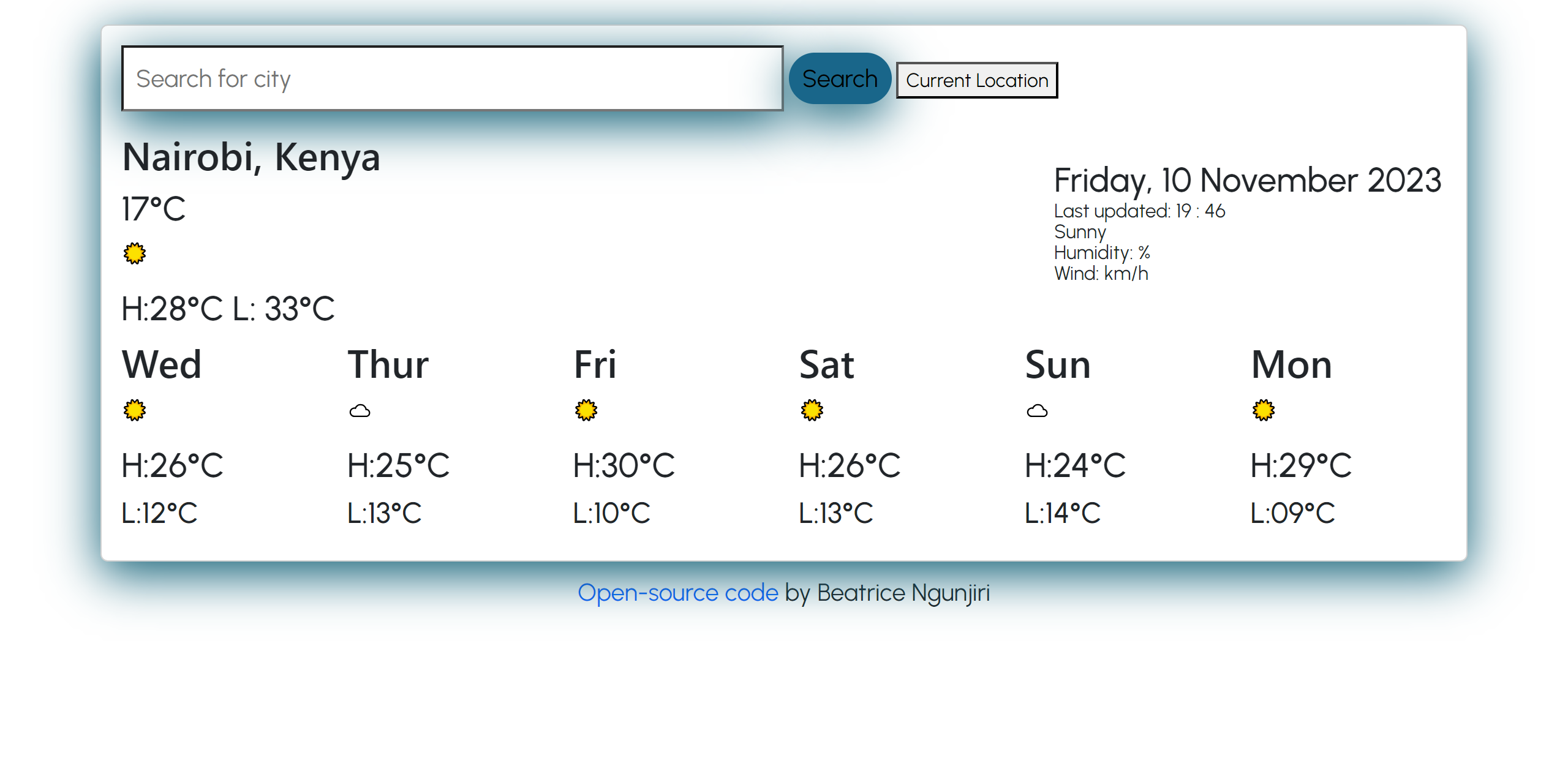 Js Weather app preview